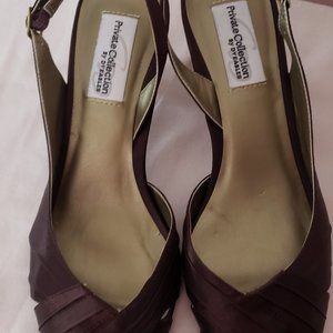 Dyeables NICKY Chocolate Satin Dress Peep-toe  Heel, Size 8.5